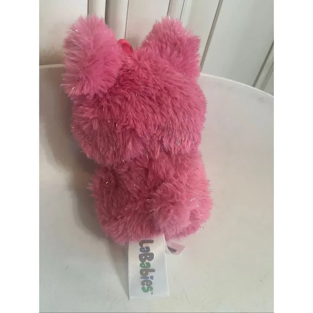 NWOT La Babies Pink Mimi Sparkle Monster Plush Clip-On Keychain Stuffed Toy